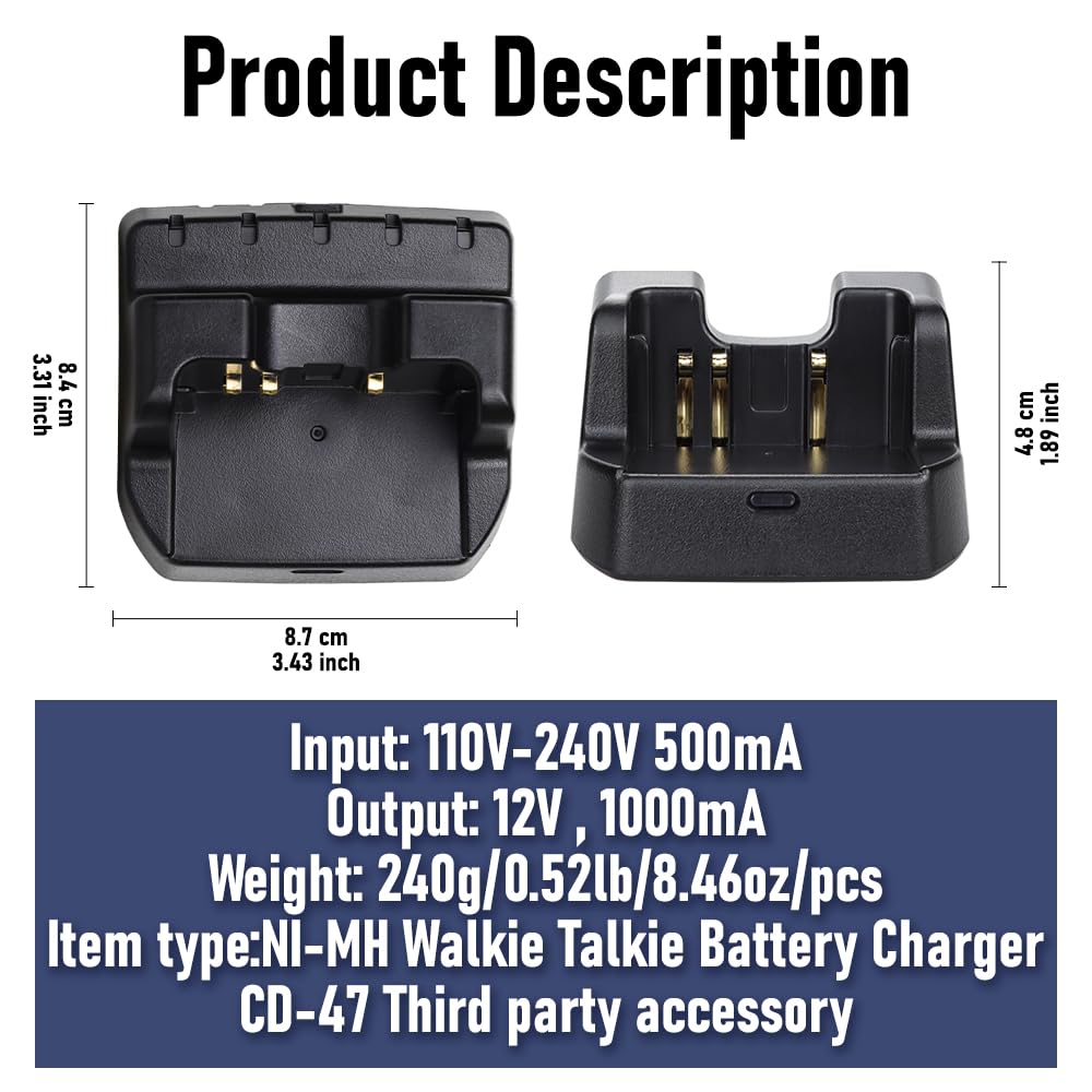 Yaesu FT-270R FT-60R Vertex Standard VX160 VX420 Desktop Battery Charger for FNB-V83 FNB-V94 FNB-V106 NI-MH Batteries - Perfect for Ham Radio, Emergency Communication & Field Operations