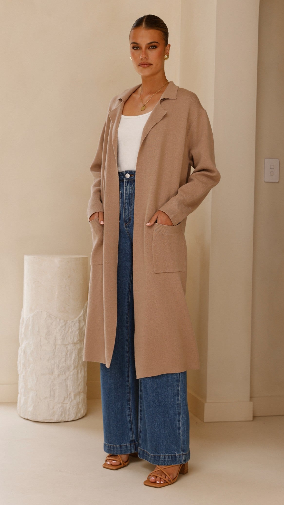 Kira Coatigan Women's Long Cardigan Sweater - Soft Stone Color for Fall & Winter | Perfect for Office, Casual Outfits & Layering