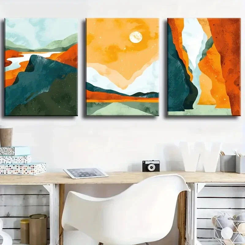 3-Piece Scandinavian & Bohemian Metal Wall Art Set - Ready to Hang Home Decor for Living Room, Bedroom & Office