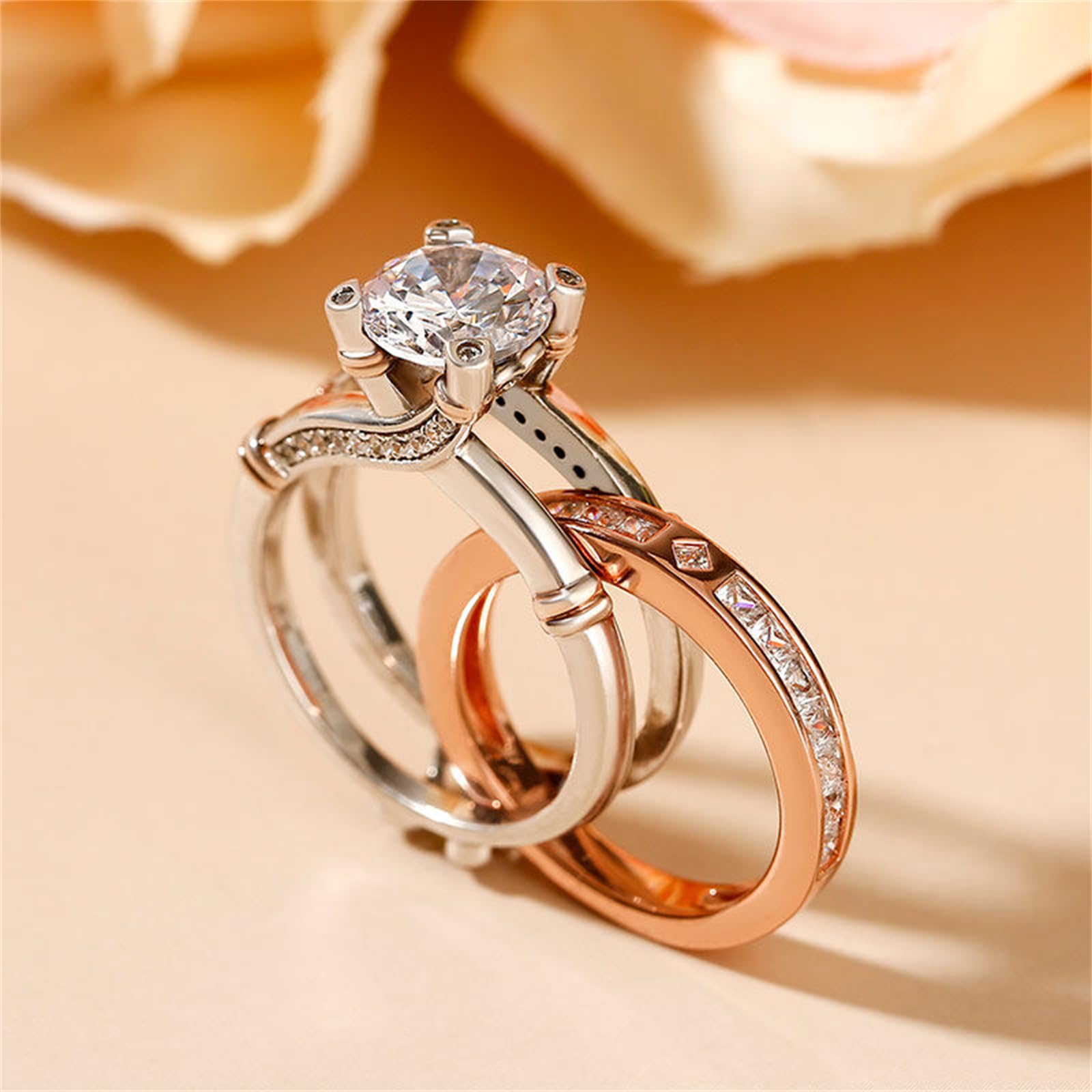 Jeulia Diamond Band Rings for Women - Sterling Silver CZ Interchangeable Ring Sets | Wedding, Engagement, Anniversary, Promise Ring, Bridal Jewelry Sets | Perfect for Proposals, Bridal Parties & Romantic Gifts