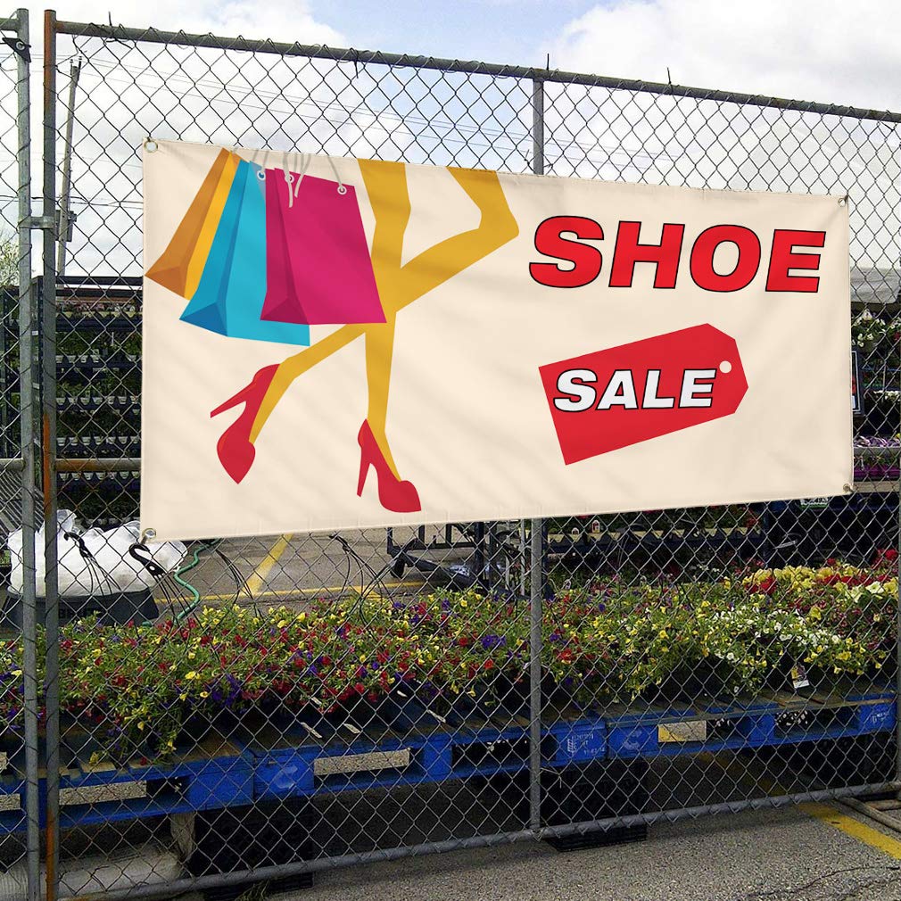 Custom Vinyl Banners for Outdoor Advertising - 48x96 Inches Weatherproof Shoe Sale Sign with 8 Grommets | Perfect for Retail Promotions, Yard Sales & Business Events