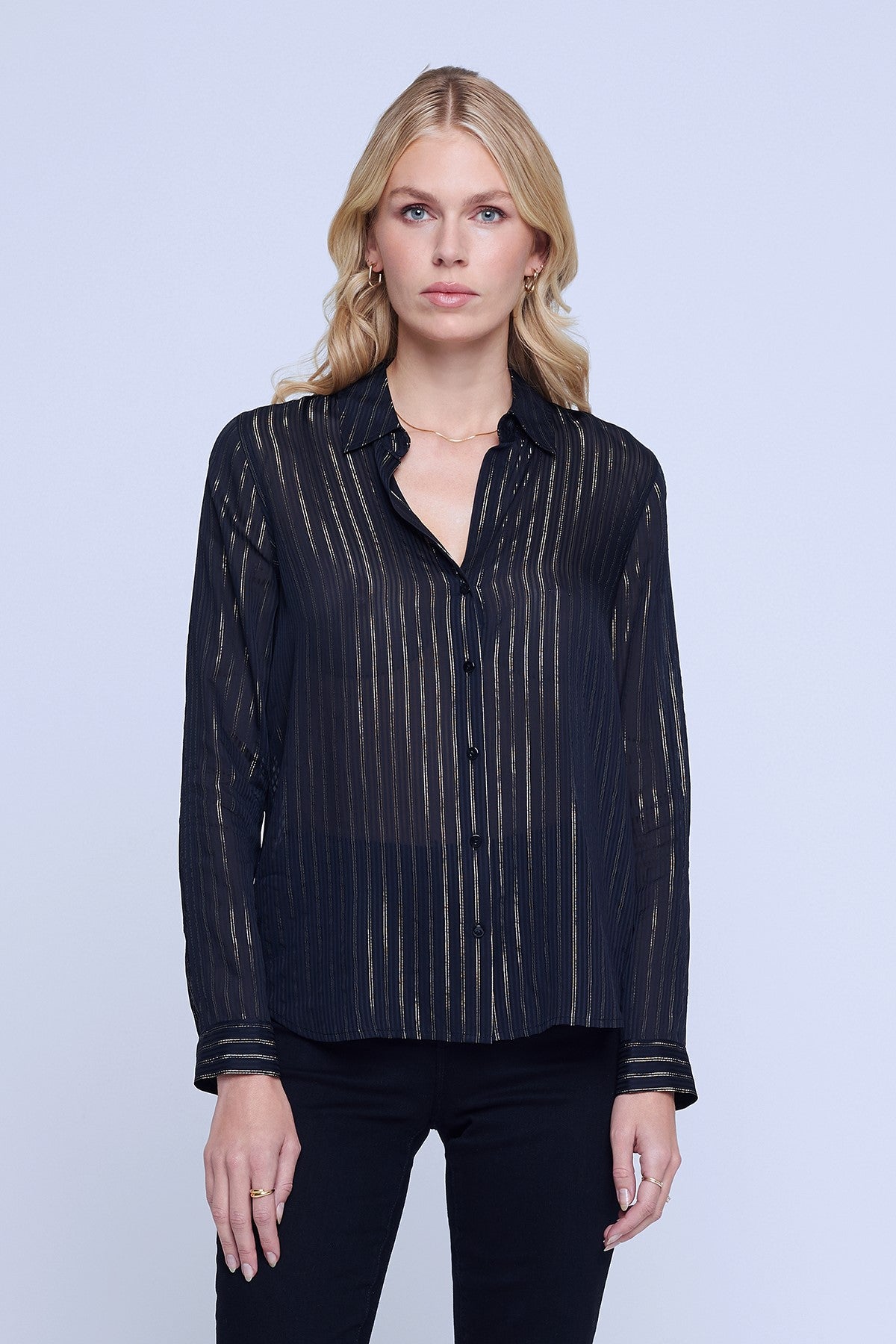 L'Agence Laurent Women's Silk Blouse - Elegant Long Sleeve Button Down Shirt for Work & Evening Wear | Perfect for Office, Date Night & Special Occasions