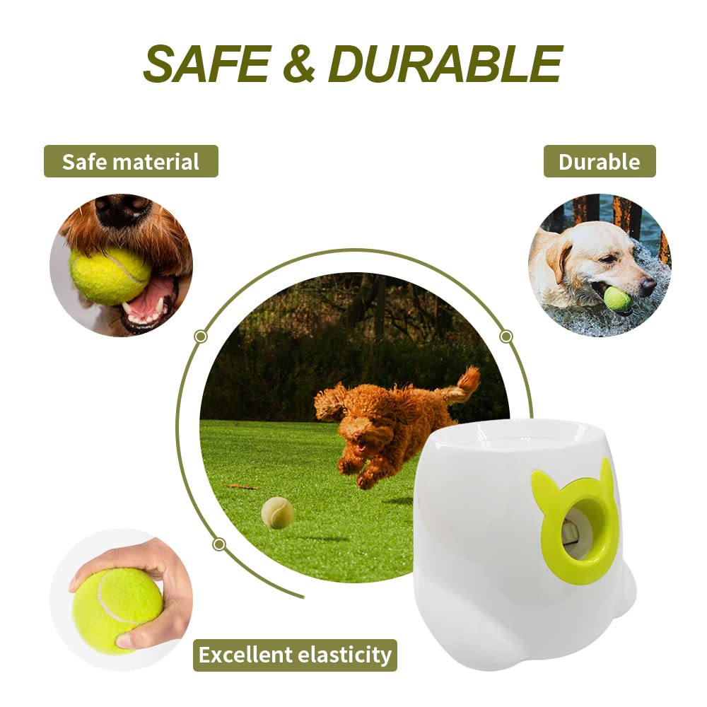 BESTHLS Automatic Dog Ball Launcher - Interactive Tennis Ball Thrower Machine for Small & Medium Dogs (10-30ft Fetching Distance, Remote Control, White) | Perfect for Backyard Play, Dog Training & Exercise
