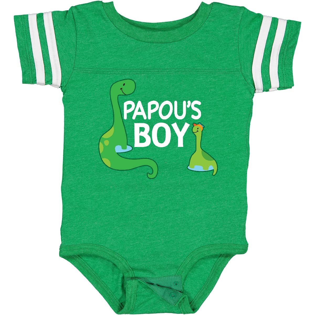 Inktastic Papou's Boy Grandson Dinosaur Baby Bodysuit - Cute Dino Print Onesie for Toddlers & Infants - Perfect for Playtime, Family Photos & Gifts