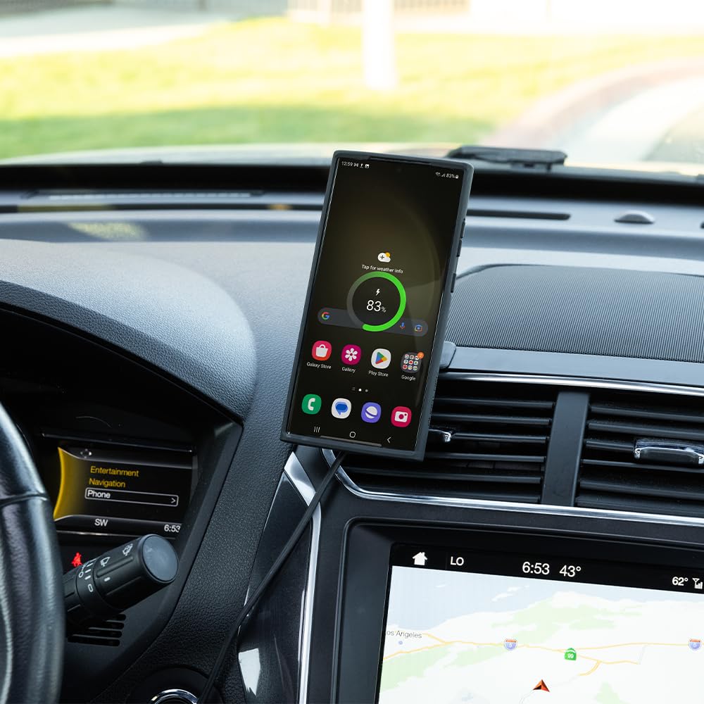Quad Lock Adhesive Dashboard Car Phone Mount with MAG Wireless Charger V2 - Compatible with iPhone 16 Pro | Secure Hands-Free Driving | Perfect for Commuting, Rideshare & Road Trips