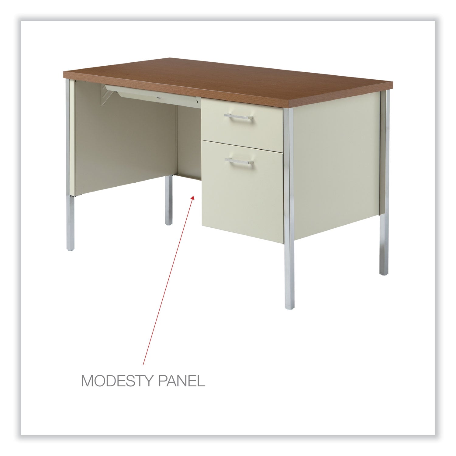 Alera® Single Pedestal Steel Office Desk - 45.25