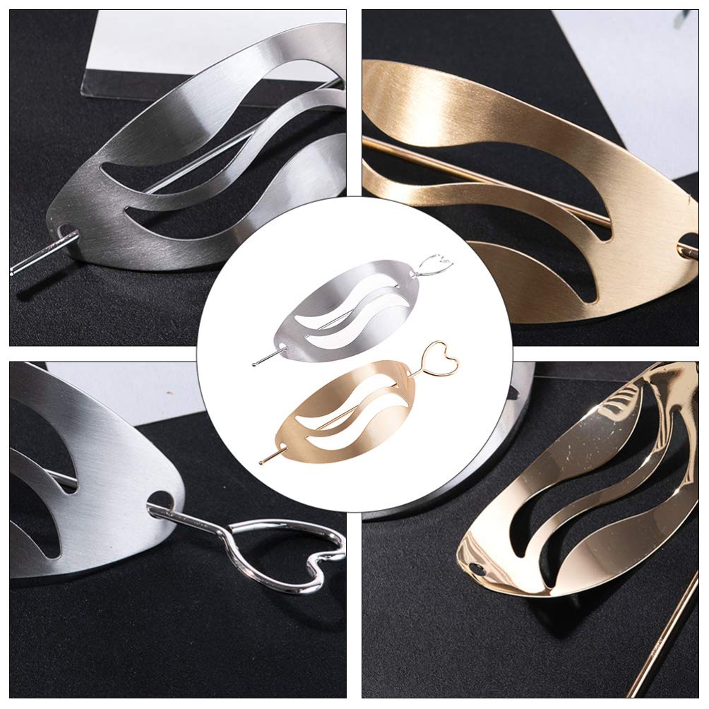 Vintage Metal Hair Barrettes for Women - 2pcs Hair Clips & Pins, Perfect for Updos & Knots