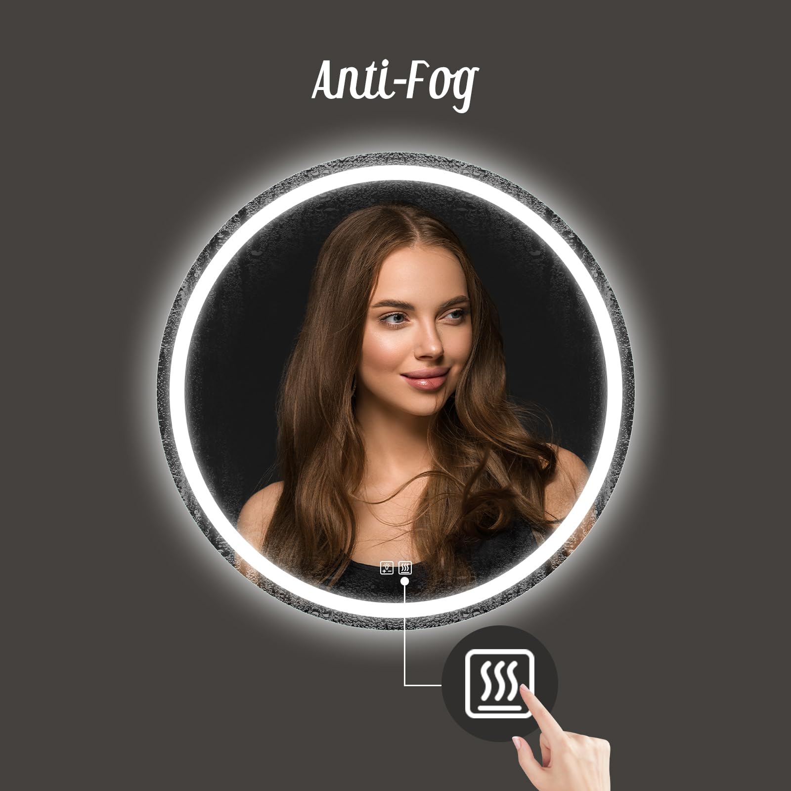 APRILSOUL 28 Inch Round LED Bathroom Mirror with Lights - Makeup Vanity Mirror with Front & Backlit, Anti-Fog Technology, 3 Color Modes & Dimmable Brightness - Perfect for Bathroom, Dressing Room & Makeup Application