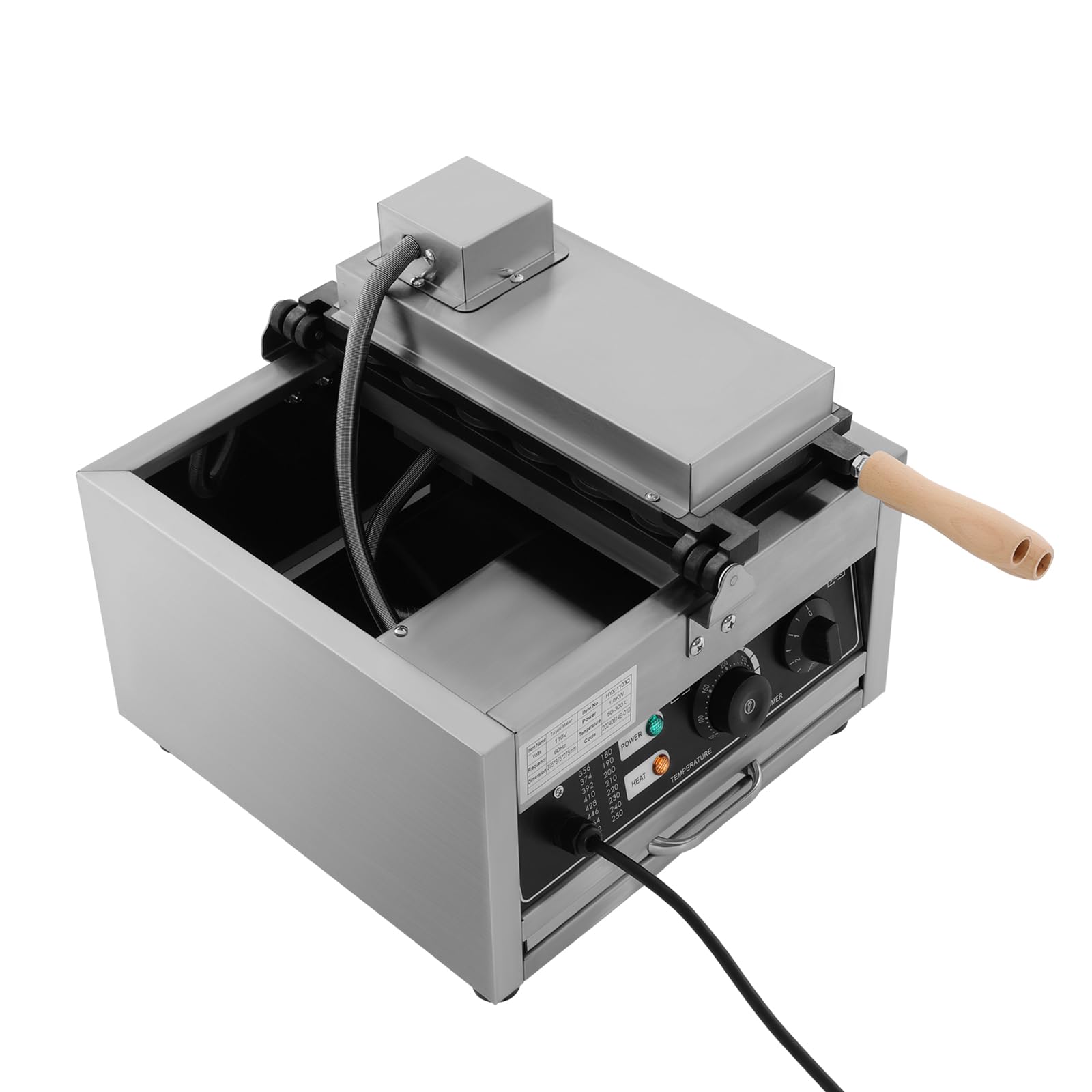 12-Piece Commercial Electric Egg Bubble Waffle Maker Machine - 1.8Kw 110V Non-Stick Rotatable Waffle Baker with 122-572℉ Temperature Control & Timer - Perfect for Restaurants, Cafes, Food Trucks, and Home Breakfast Cooking