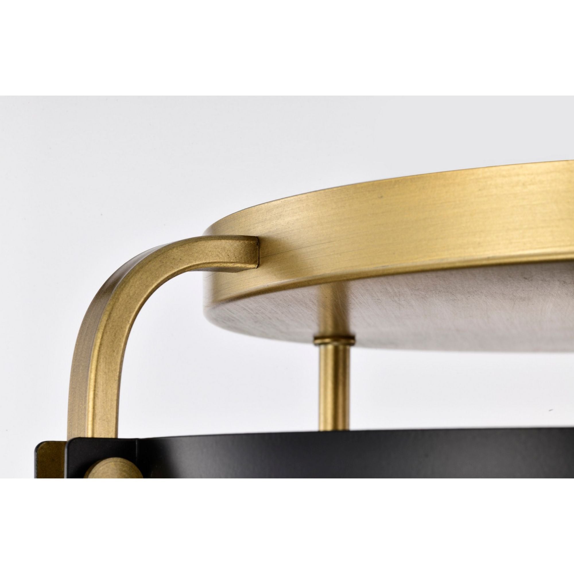 Altos 14 Inch 3-Light Semi Flush Mount Ceiling Light Fixture - Matte Black & Natural Brass Finish - Perfect for Bedroom, Living Room, and Dining Room Lighting