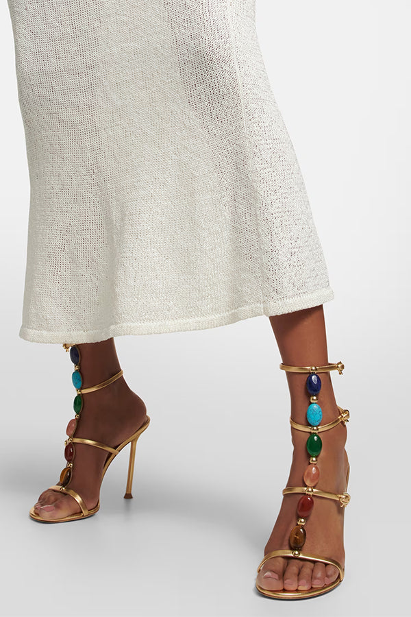 Elegant Stiletto High Heels with Pearl Accents - Open Toe Buckle Sandals for Women | Perfect for Weddings, Parties & Evening Events