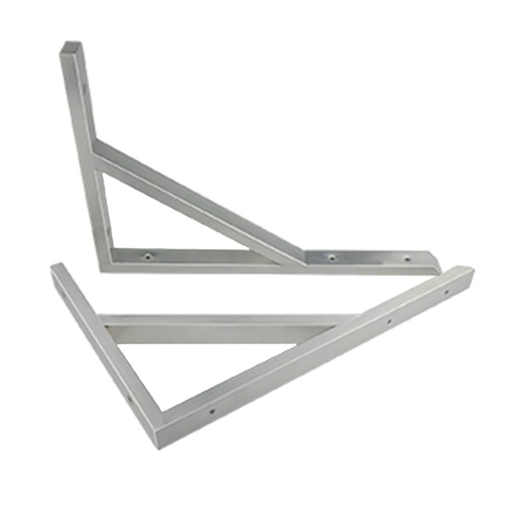 Heavy Duty Stainless Steel Right Angle Bracket for Floating Shelves - 35/40/45/50/55cm Silver Wall Mounted Brackets with Screws - Max Load 200kg (Pack of 2) - Perfect for Home, Office, Garage & Retail Shelving Solutions