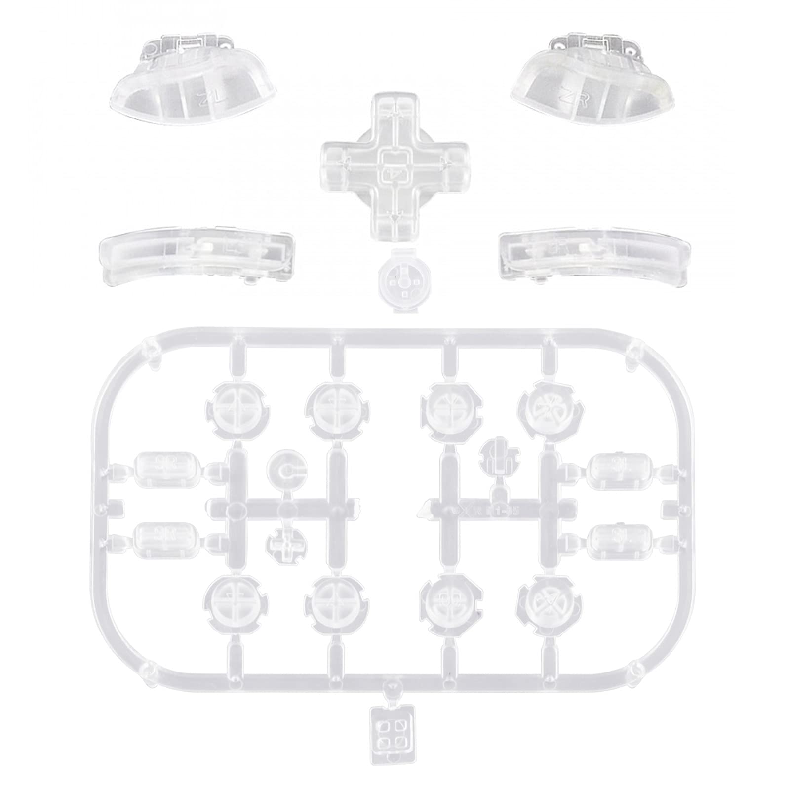 Premium Clear D-pad & ABXY Button Replacement Kit for Nintendo Switch & OLED Joy-Con - Includes SR/SL/L/R/ZR/ZL Triggers & Springs (D-pad Compatible with eXtremeRate Shells) - Perfect for DIY Repairs & Controller Customization