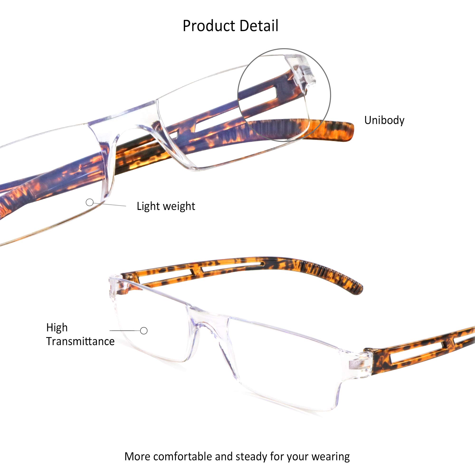 LifeArt Blue Light Blocking Reading Glasses 2/4 Pairs - Anti Eyestrain Computer Glasses for Men & Women with Rectangle Frame - Perfect for Office Work, Gaming & Screen Time