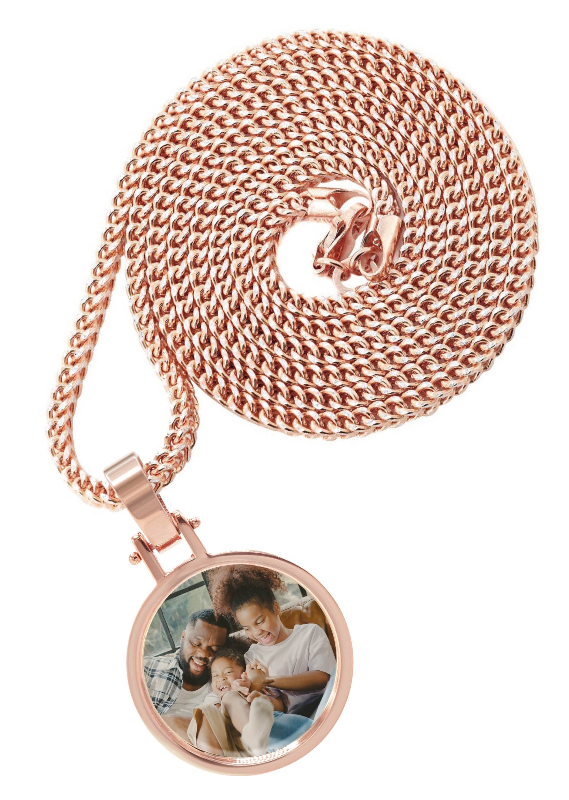 10K/14K Rose Gold Small Round Picture Pendant Necklace for Women - Personalized Photo Locket Jewelry Gift for Mom, Wife, Girlfriend - Perfect for Anniversaries, Birthdays & Valentine's Day