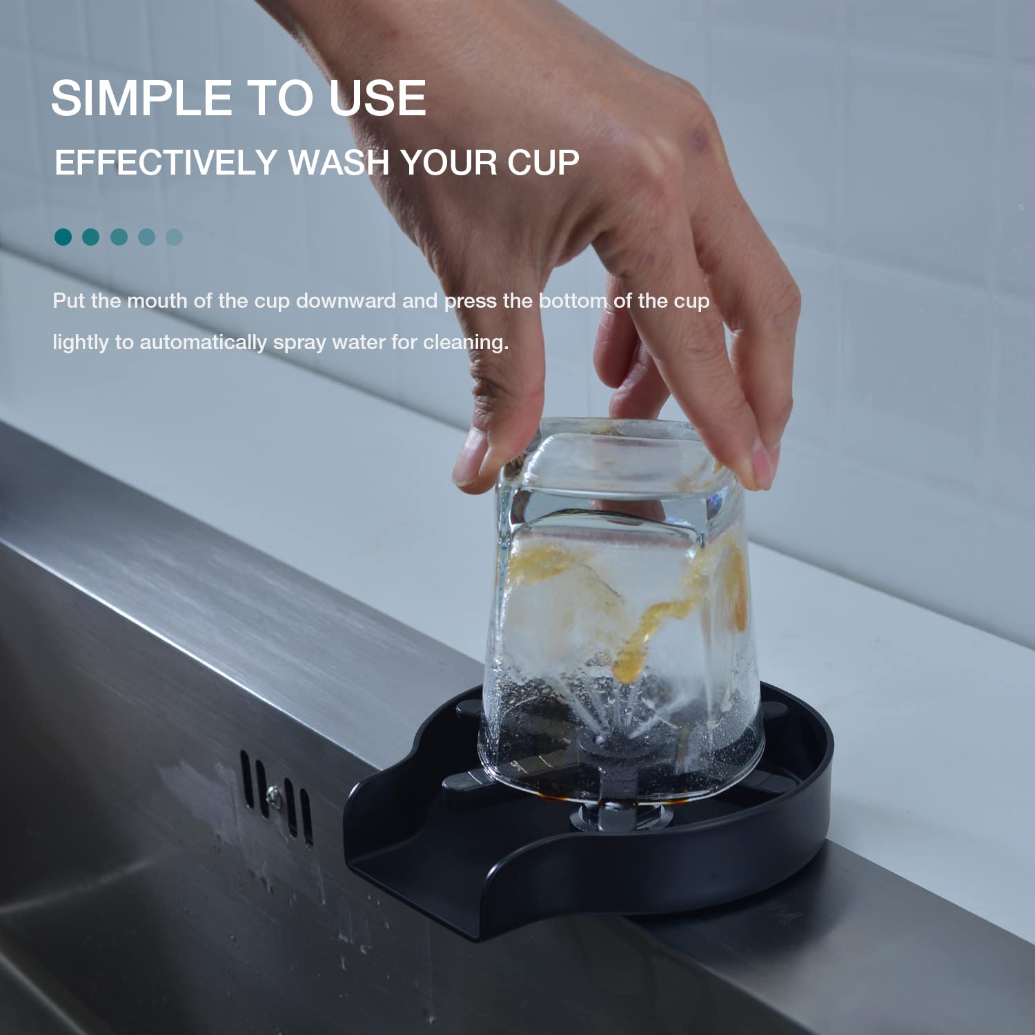 TRUSTMI Stainless Steel Matte Black Kitchen Sink Glass Rinser with Add-A-Tee Valve & Water Supply Line - Bar Glass Cleaner for Home & Commercial Use - Perfect for Restaurants, Bars, and Kitchen Sinks