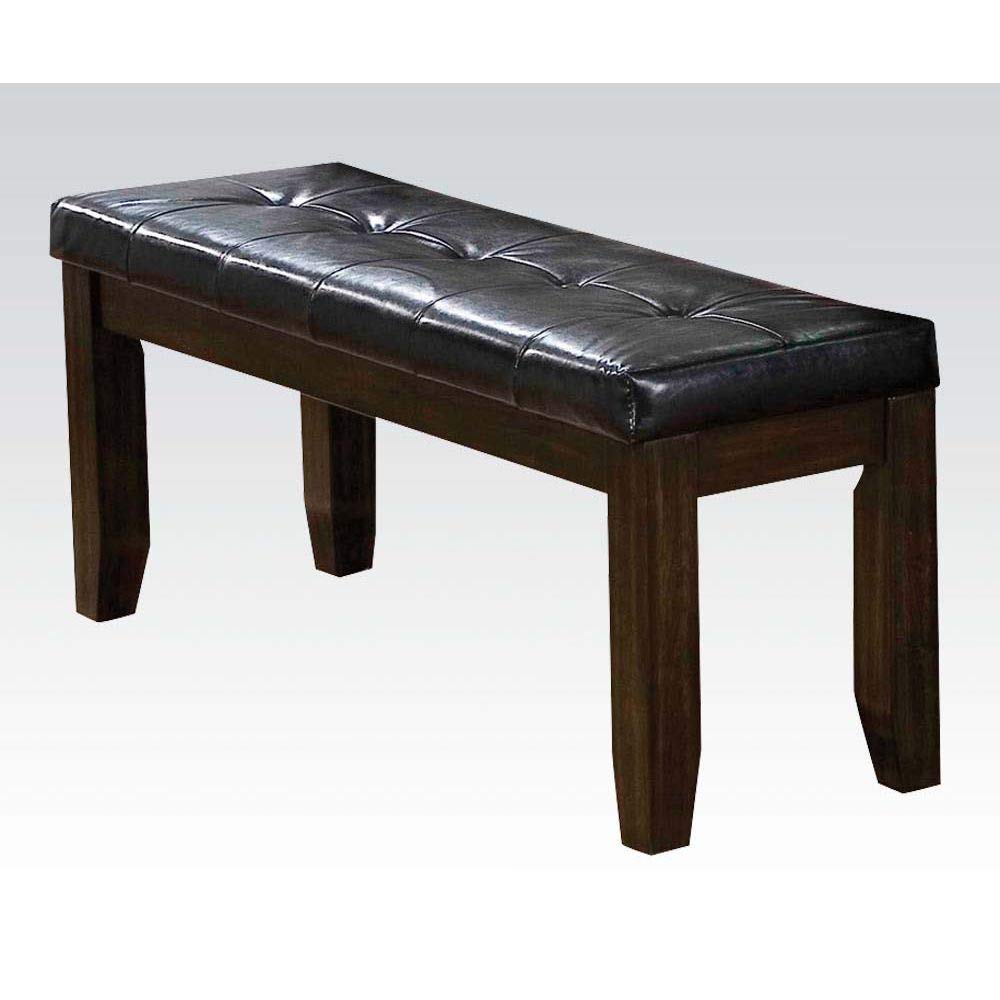 TITA-DONG Urbana Modern Black PU & Espresso Wooden Bench 74625 - Stylish Seating for Living Room, Bedroom or Entryway