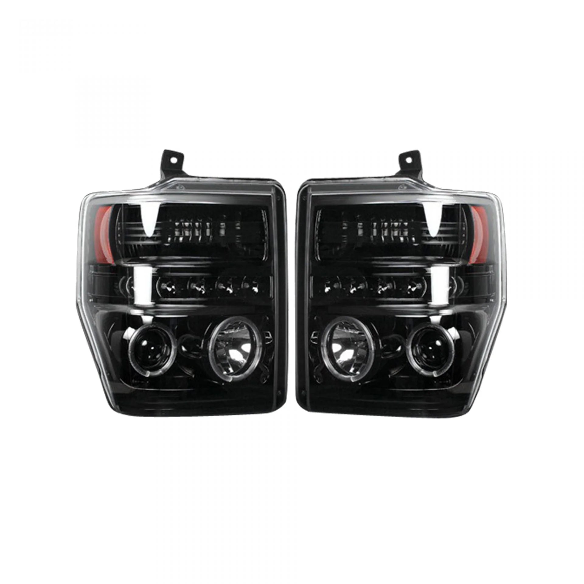 Ford Super Duty 2008-2010 Projector Headlights with CCFL Halos & DRL - Smoked/Black Housing - Upgrade for Night Driving & Off-Road Adventures
