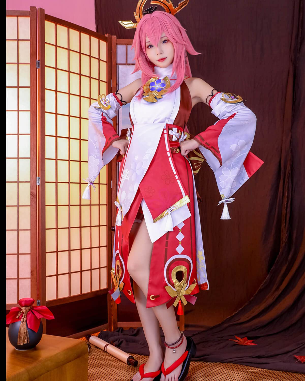 Premium Yae Miko Cosplay Costume Full Set - Genshin Impact Lady Yae Outfit for Halloween, Anime Conventions & Themed Parties