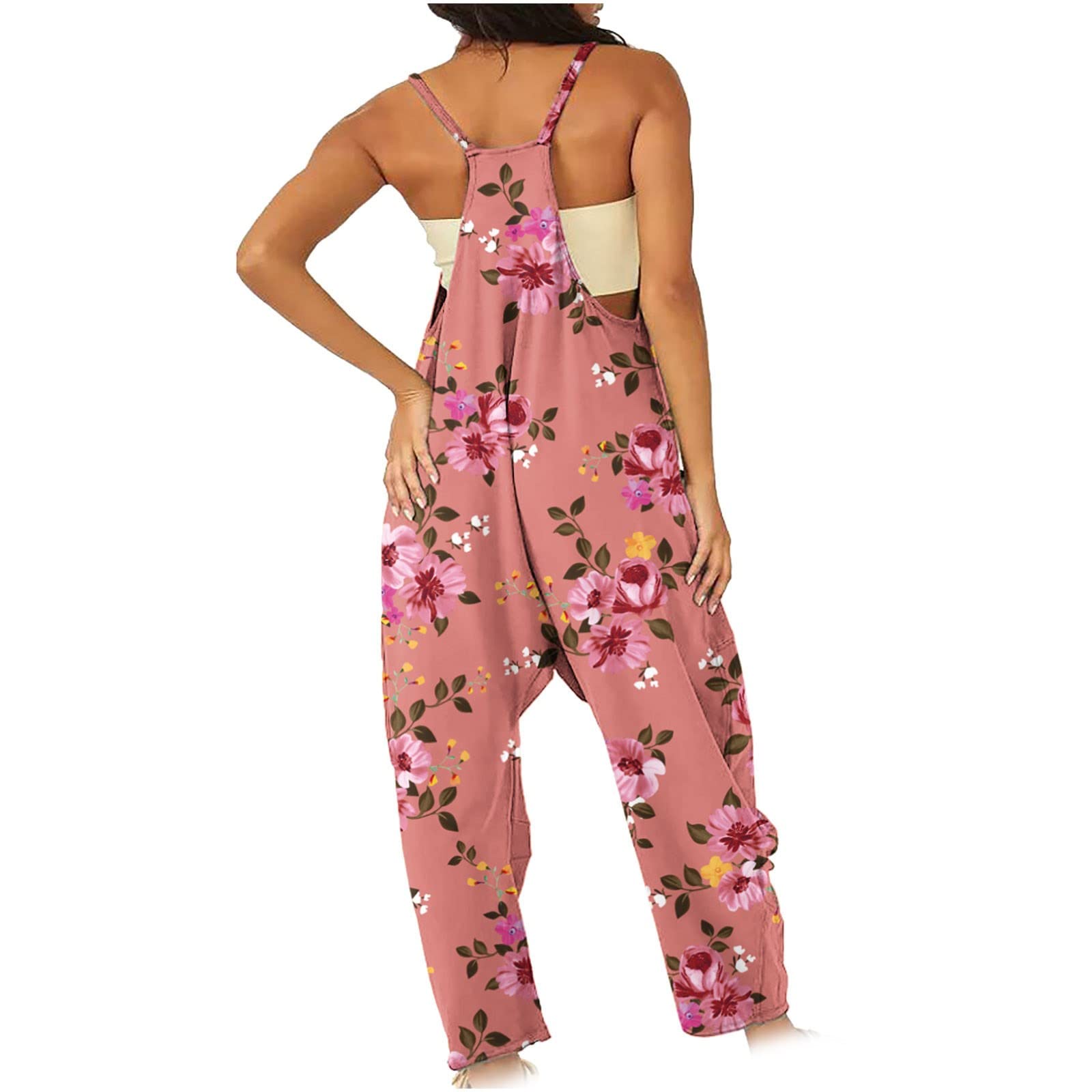 Women's Casual Jumpsuits 2024 | Summer Boho Sleeveless Romper with Graphic Print & Pockets | Wide Leg Lounge Overalls for Beach, Vacation & Everyday Wear