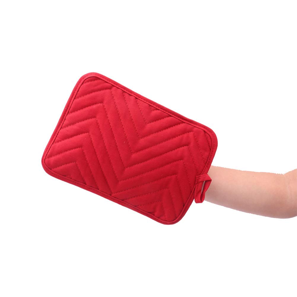 Anyi Heat Resistant Kitchen Pot Holders - Cotton Hot Pads for Counter Table with Pockets (Red) - Perfect for Cooking, Baking, and Handling Hot Dishes Safely