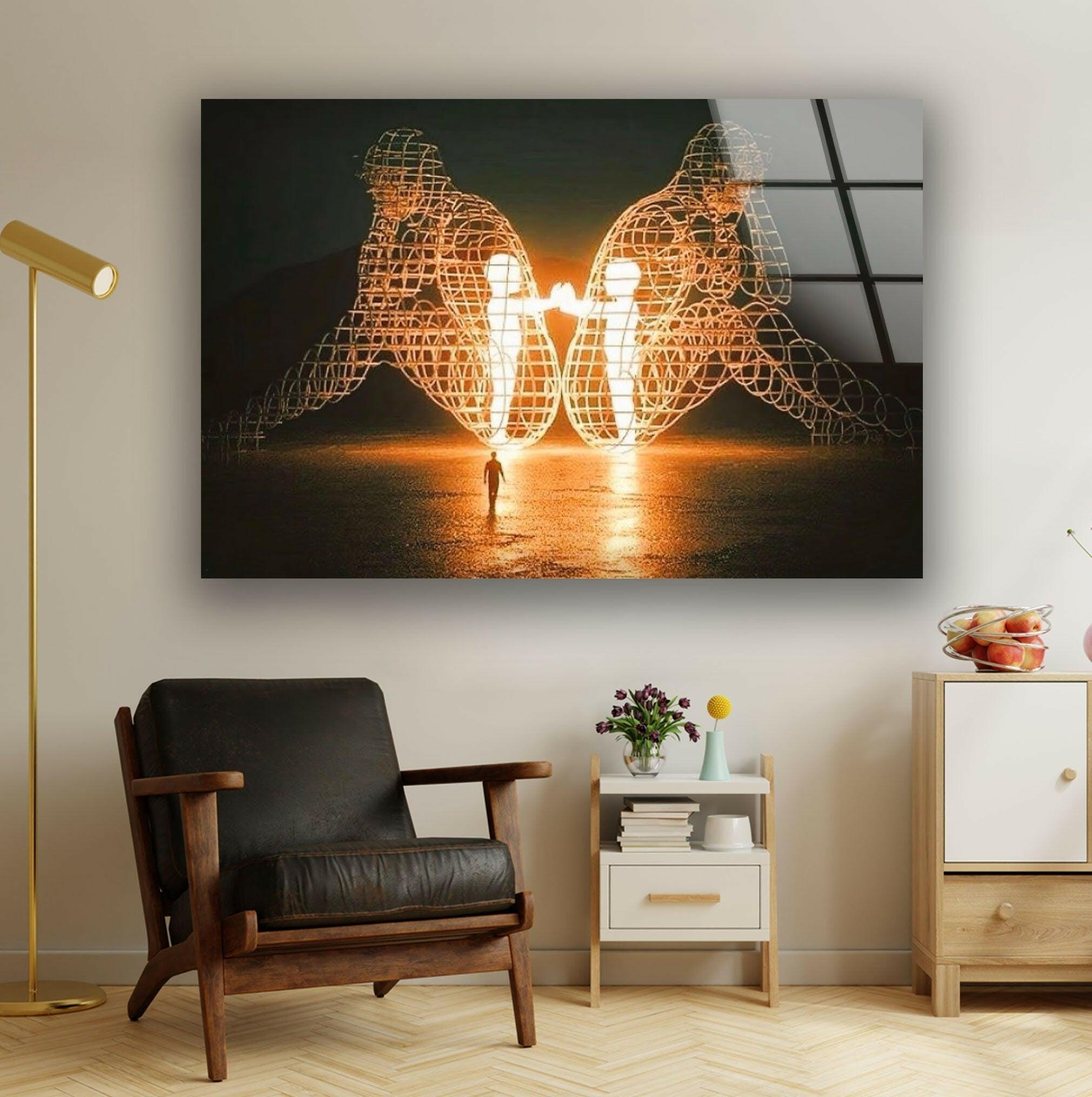Alexander Milov Love Sculpture - Elegant Glass Wall Art for Home & Office Decor | Perfect for Living Room, Bedroom, or Wedding Gift