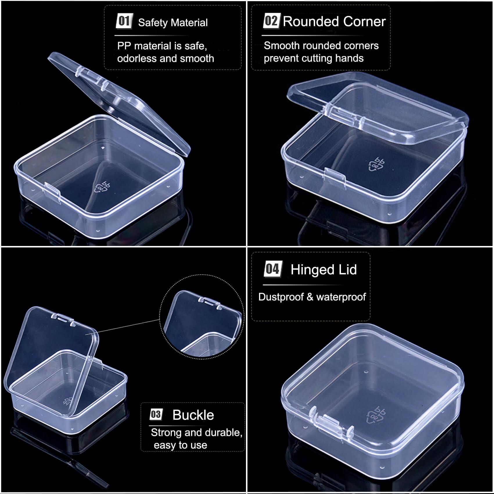90-Piece Small Clear Plastic Bead Organizer Box with Hinged Lid & Labels - Craft Storage Containers for Jewelry, Bracelets, Diamonds, Clay Beads, Screws, Seeds & Small Parts - Perfect for DIY Crafts, Home Organization & Workshop Storage