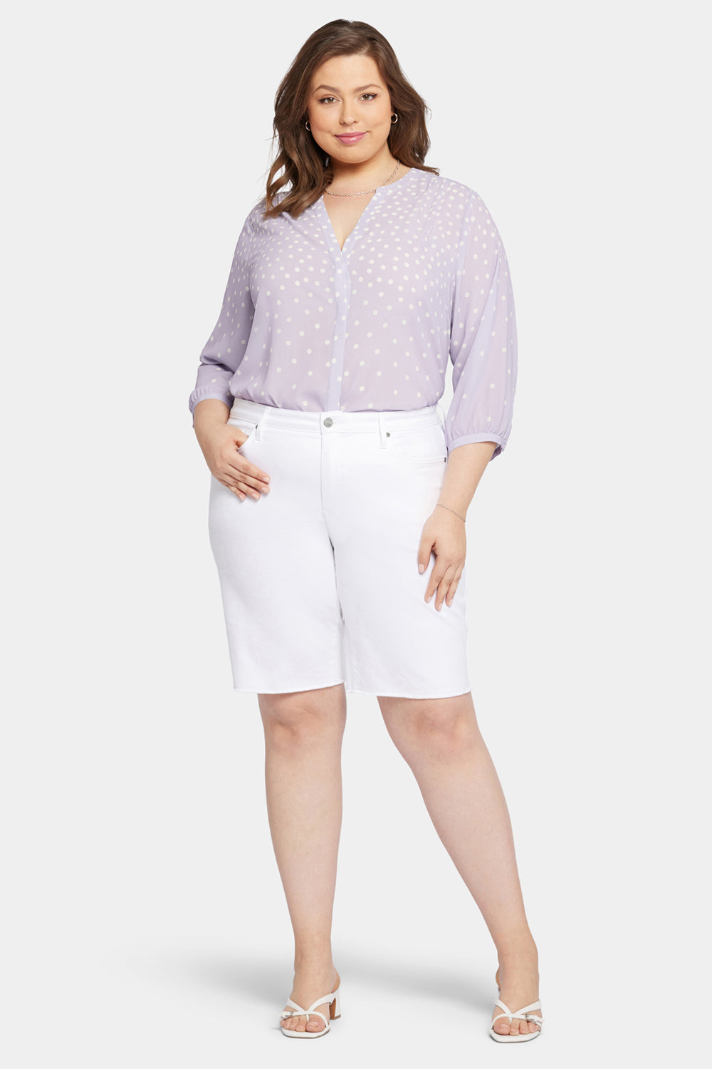 Plus Size Boyfriend Denim Shorts in Optic White - Comfortable & Stylish Women's Casual Wear for Summer Outings & Beach Vacations