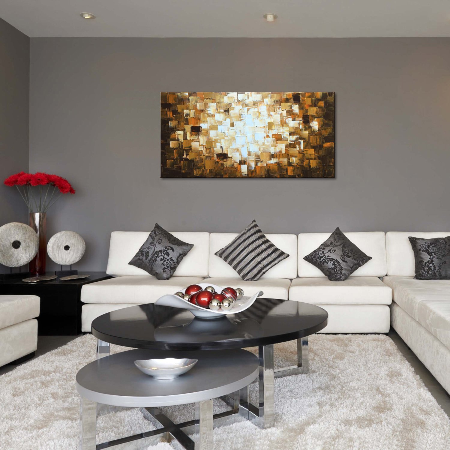 Large Textured Abstract Wall Art - Modern Oil Painting on Canvas - Handmade Home Decor for Living Room, Bedroom & Office - Unique Wall Hanging Picture for Contemporary Interior Design