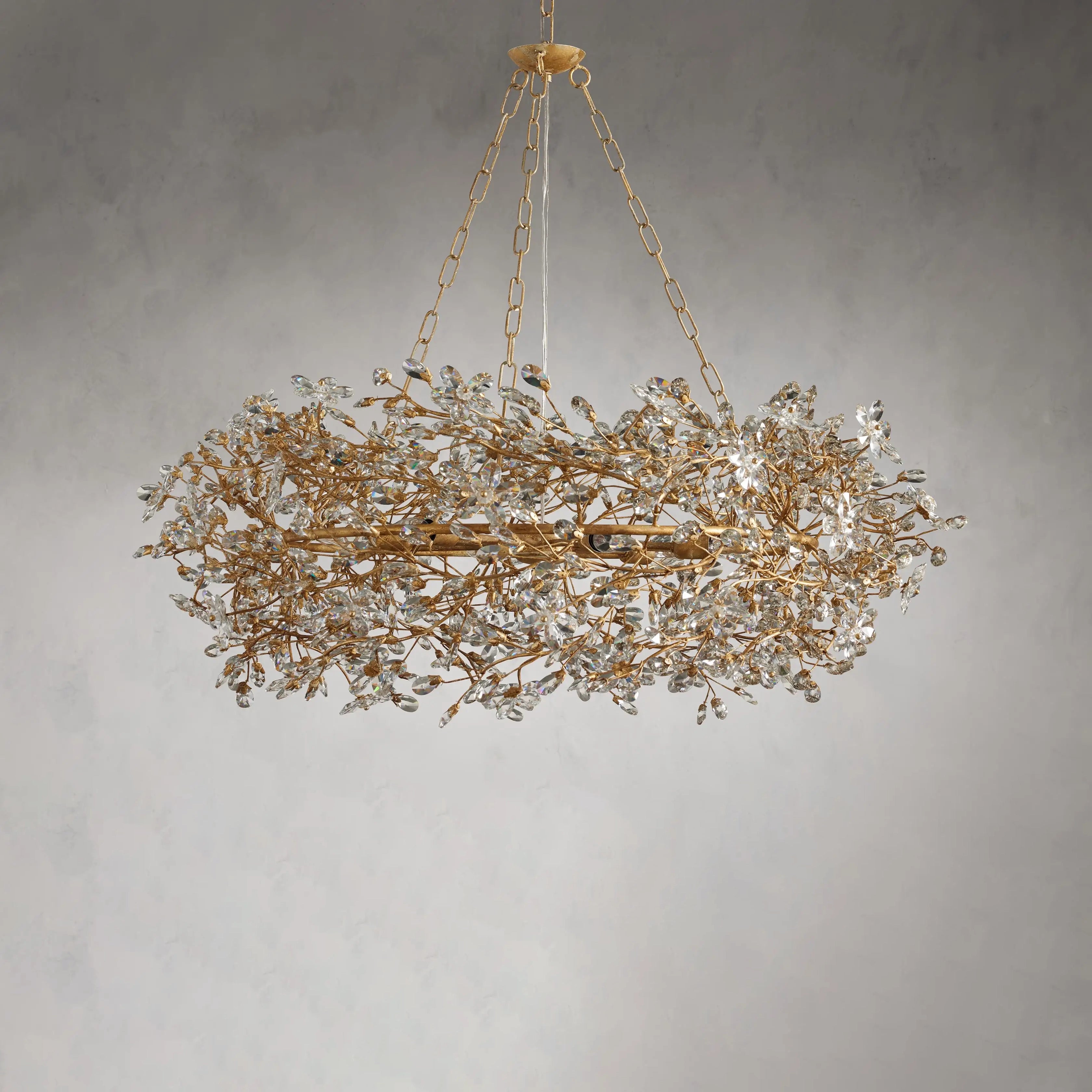 Fiore Crown Chandelier - 39/48/60 Inch Modern Crystal Ceiling Light Fixture for Dining Room, Living Room & Bedroom | Elegant Home Decor Lighting