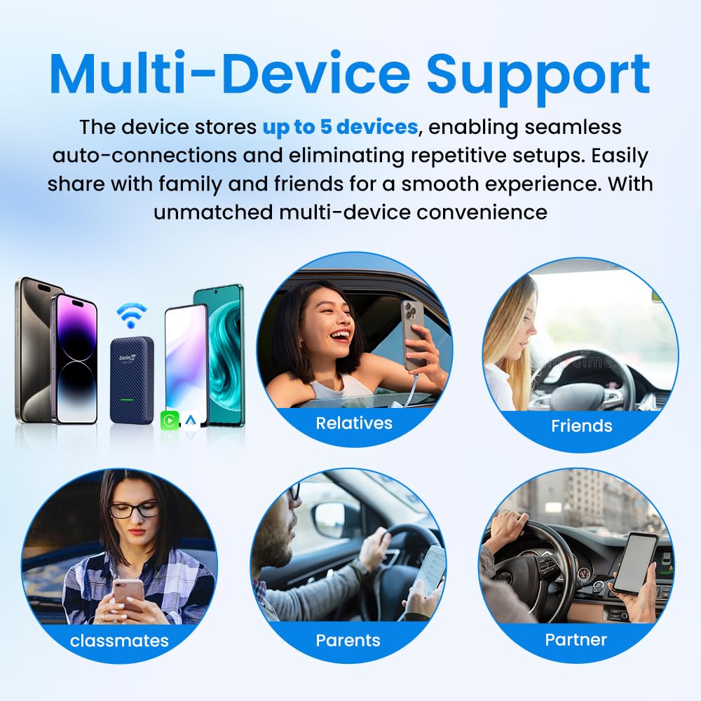 CarlinKit 4.0 Wireless Android Auto & Apple CarPlay Adapter - Convert Wired to Wireless for OEM CarPlay Cars | Plug & Play | Online Upgrade Supported | Perfect for Commuting, Road Trips & Hands-Free Driving