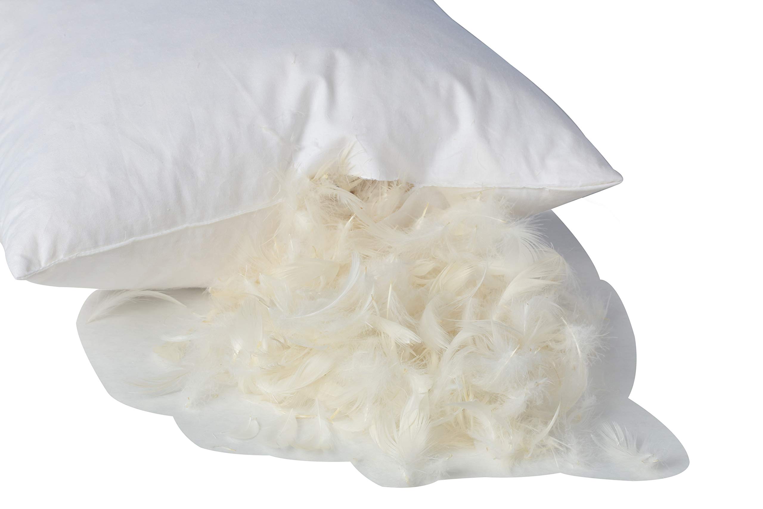 Premium White Goose Feather & Down Pillows - 2 Pack Luxury Decorative Throw Pillows with 100% Cotton Cover - Firm Support for Side & Back Sleepers - 18x24 Inches - Perfect for Sofa, Bed & Home Decor