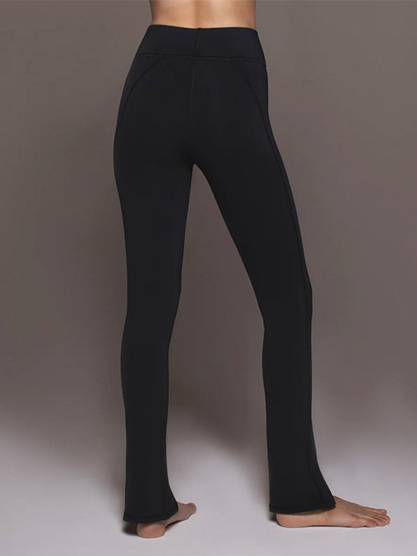 ZASUWA Women's High Waisted Split Flare Leggings - Yoga, Workout & Casual Wear