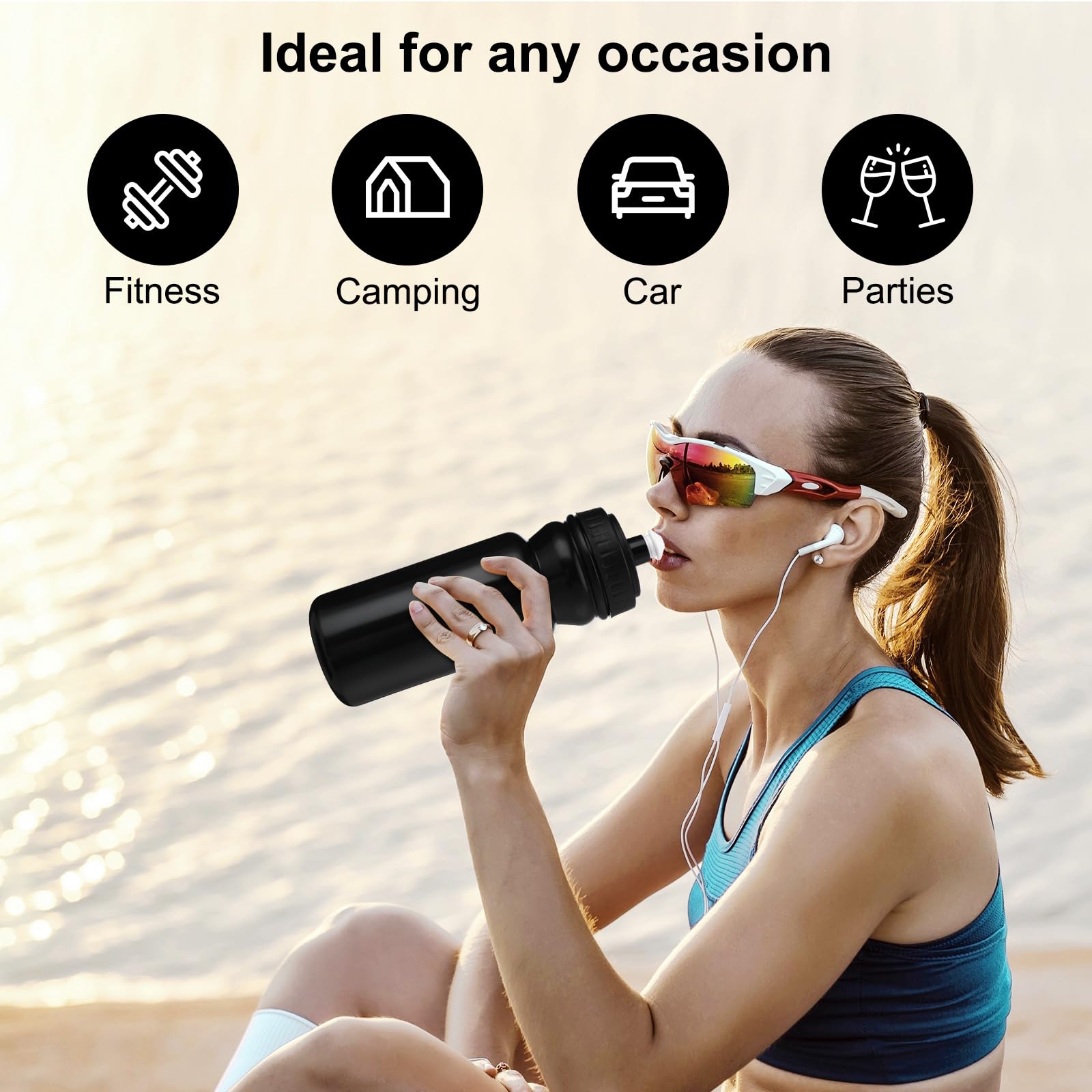 100 Pack 20 oz Reusable Plastic Water Bottles with Pull Top Cap - BPA Free, Dishwasher Safe Sports Water Bottles Bulk for Adults & Kids - Perfect for Gym, Hiking, Cycling, Workouts & Outdoor Activities