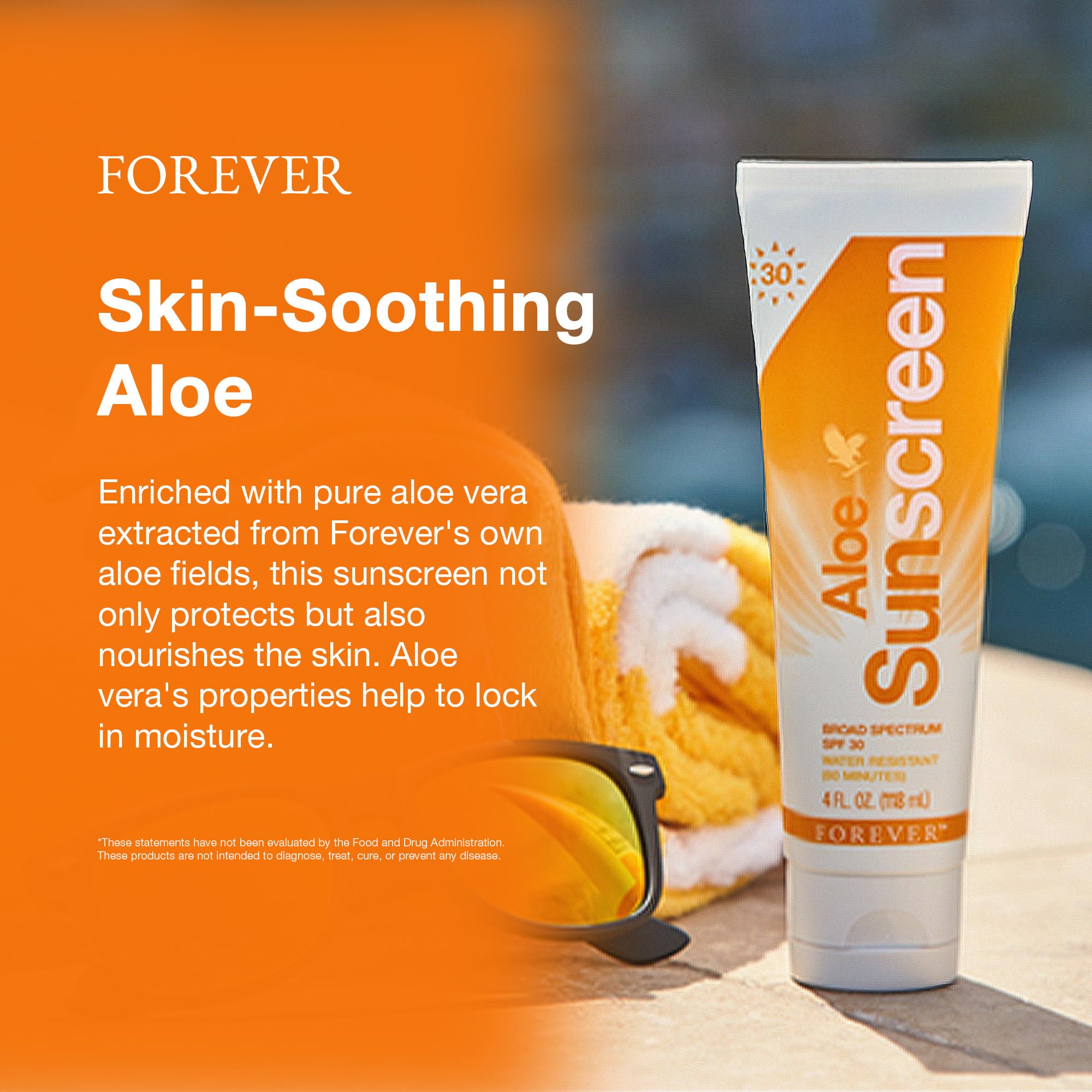 Forever Living Aloe Sunscreen SPF 30 - Natural Aloe Vera Moisturizer, Water-Resistant Broad Spectrum UVA/UVB Protection, 4 fl oz - Perfect for Beach, Swimming & Outdoor Activities