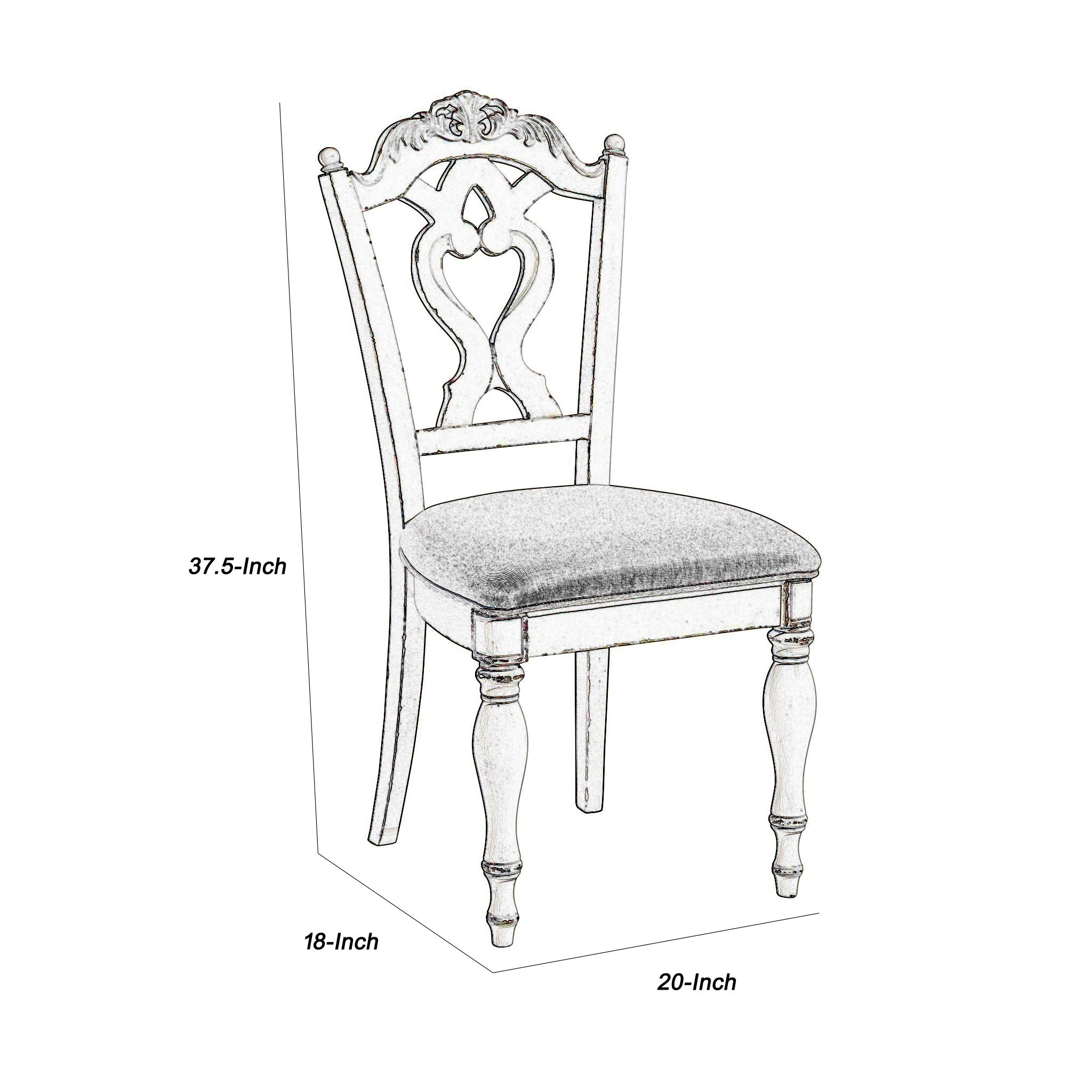 Benjara Victorian Style Writing Desk Chair with Engraved Backrest - White Antique Office Chair for Study, Home Office & Library - Elegant Wooden Accent Chair with Carved Details