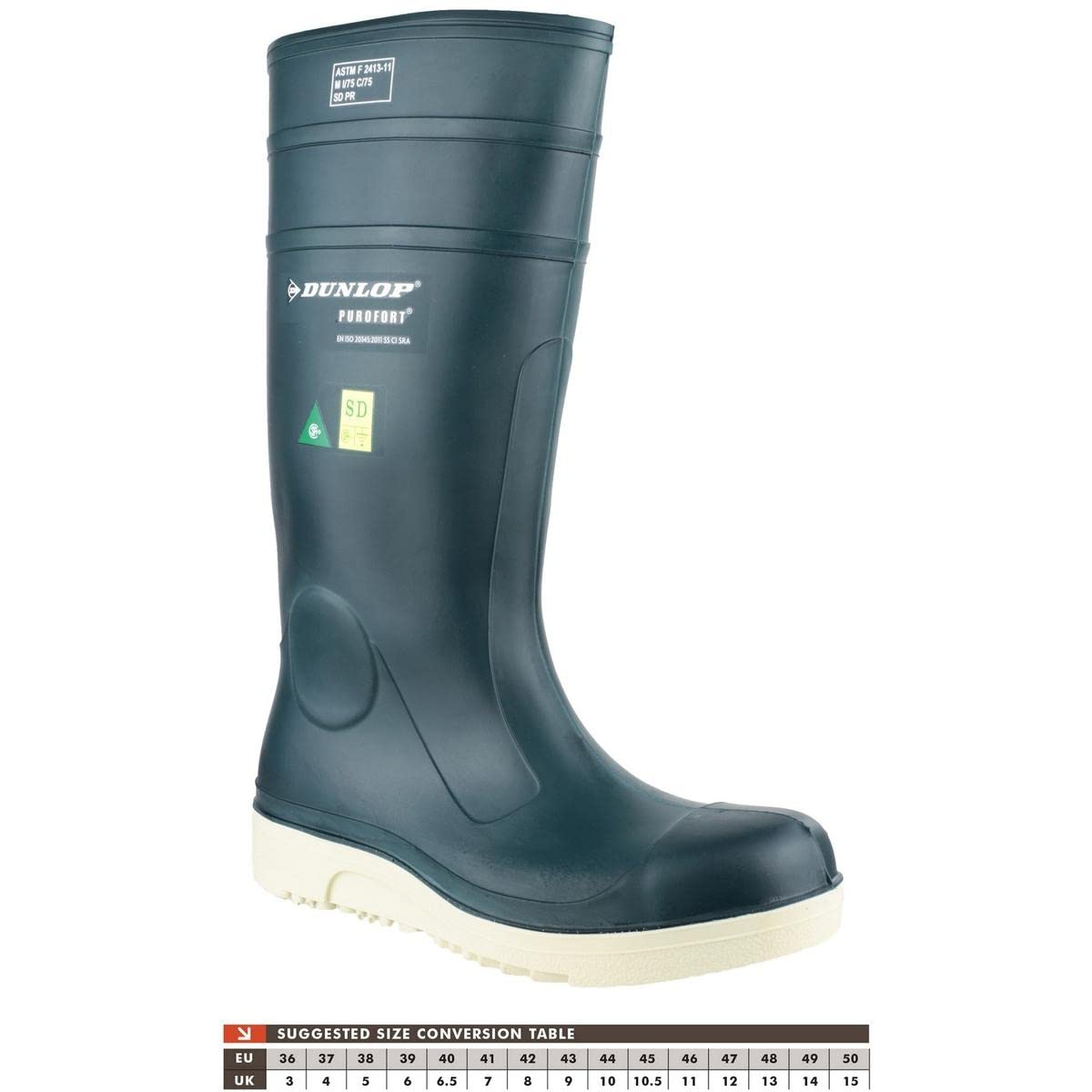 DUNLOP Unisex Purofort Comfort Grip Full Safety Wellington Boots - Waterproof Work Boots for Men & Women - UK 11 EU 46 (Blue) - Ideal for Farming, Fishing, Construction & Outdoor Activities