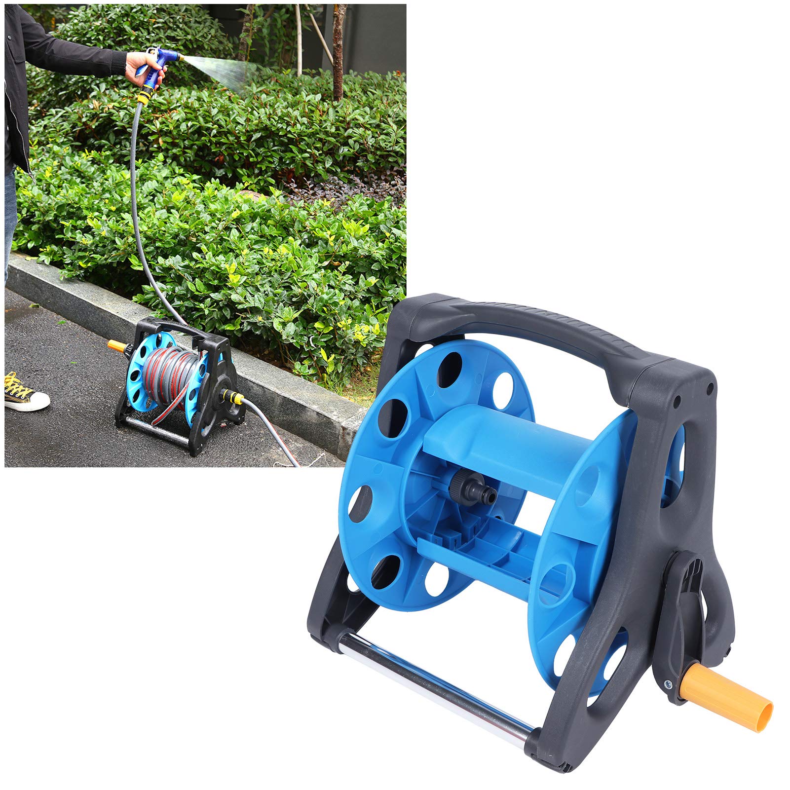 Portable Garden Hose Reel with Folding Handle - 1/2 Inch Water Pipe Storage Organizer for Home Gardening, Lawn Care, and Agricultural Use | Durable Hose Winding Tool for Outdoor Watering & Irrigation