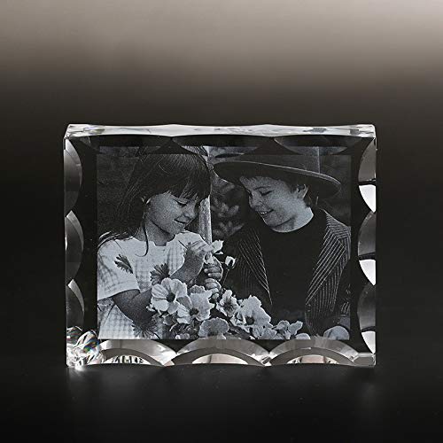 3D Personalized Crystal Photo Engraving - Custom 3D Laser Engraved Keepsake Gift for Birthday, Wedding, Anniversary, Mother's Day, Valentine's & Christmas | Medium Landscape Size | Perfect for Home Decor, Office Display & Memorial Tributes