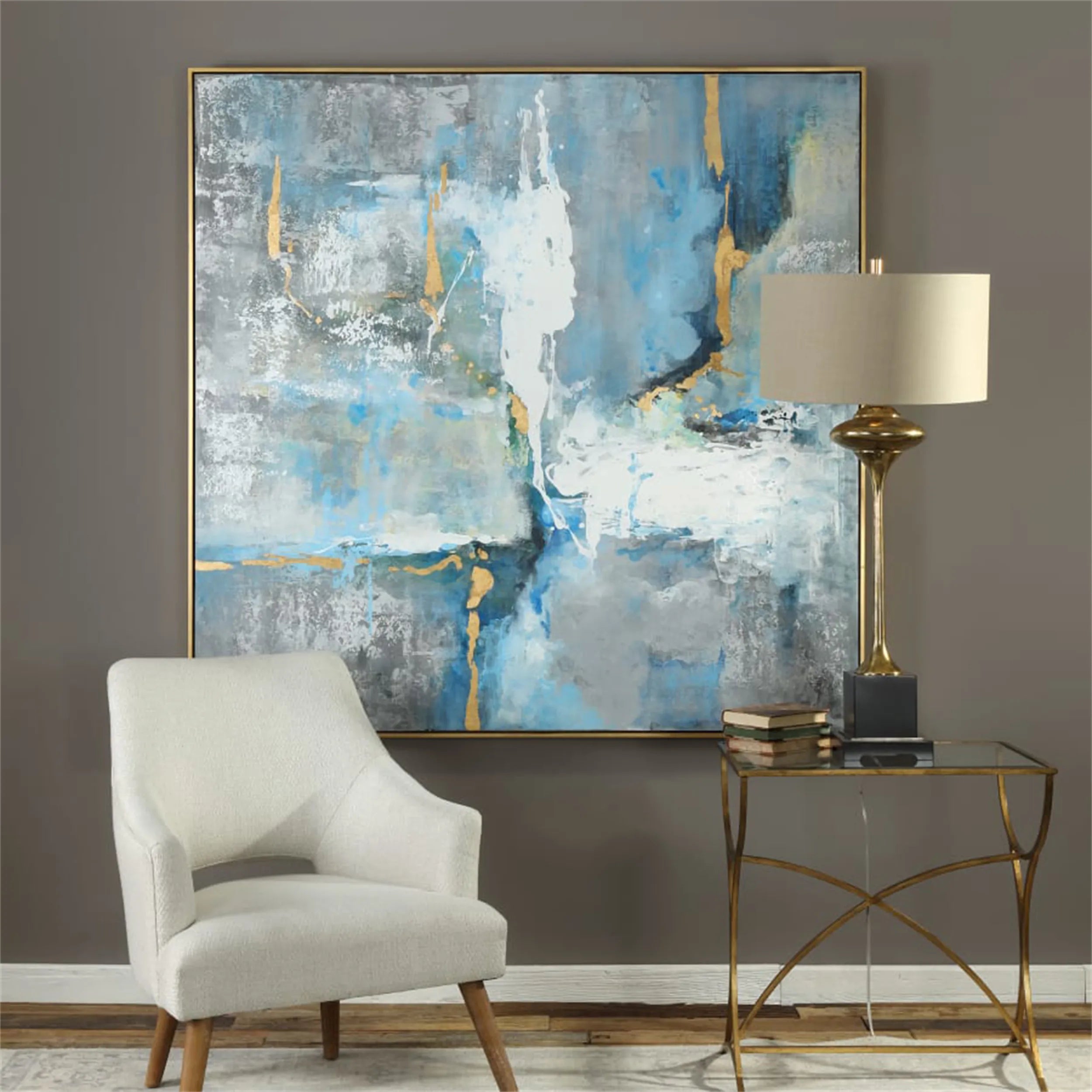 Blue & Green Abstract Wall Art Print #BG079 - Modern Canvas Painting for Living Room, Bedroom & Office Decor