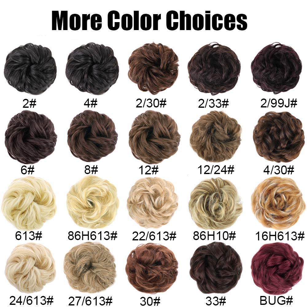 MORICA 2PCS Messy Bun Hair Piece - Fake Hair Scrunchies for Thin Hair Extensions | Curly Wavy Synthetic Chignon Ponytail Hairpieces for Women | Perfect for Everyday Wear, Parties & Special Occasions
