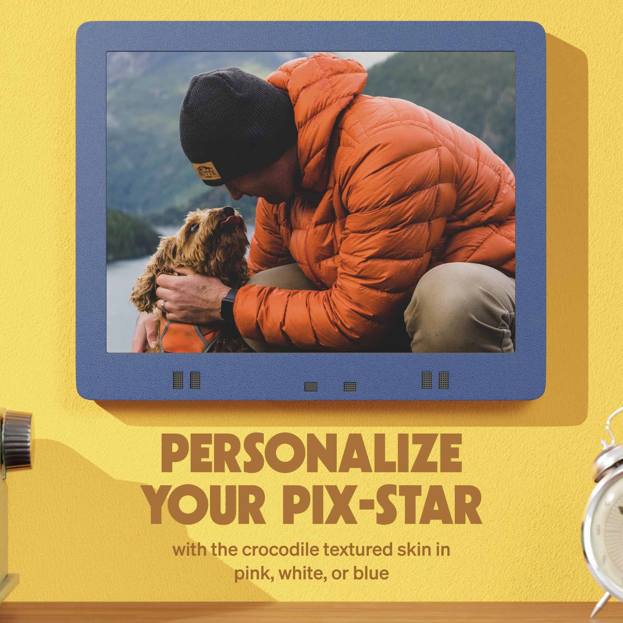 Pix-Star 15 Inch Digital Photo Frame Skins - Blue, Protective Cover for Displaying Family Photos, Perfect for Home & Office Decor