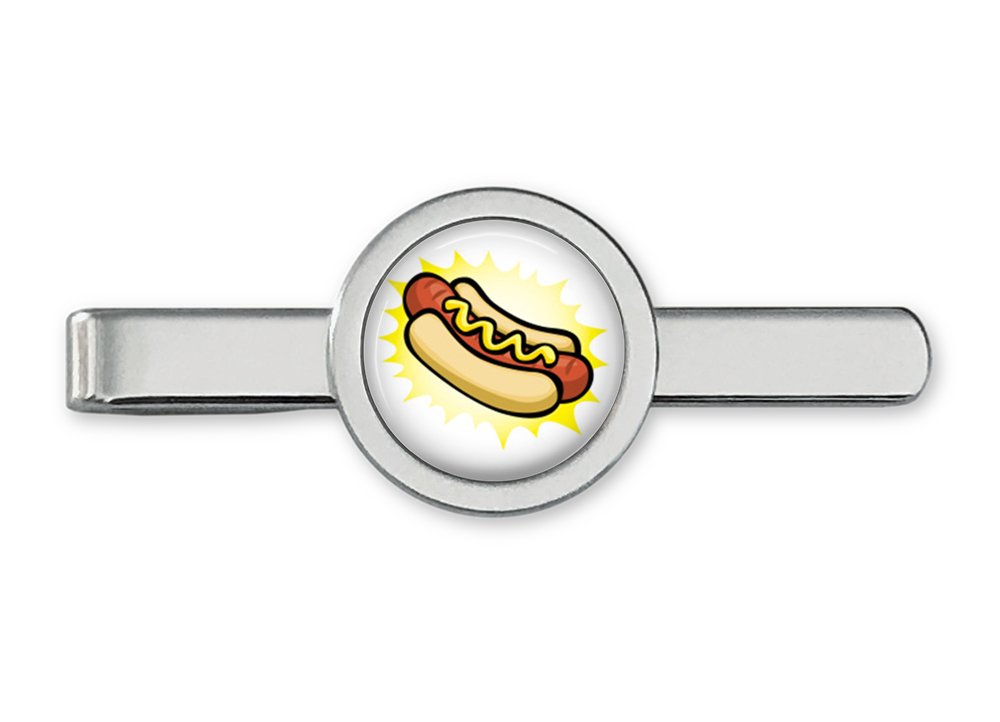 Hot Dog Tie Clip & Bar Set - Stainless Steel Cufflinks for Men - Perfect for Office, Weddings & Formal Events