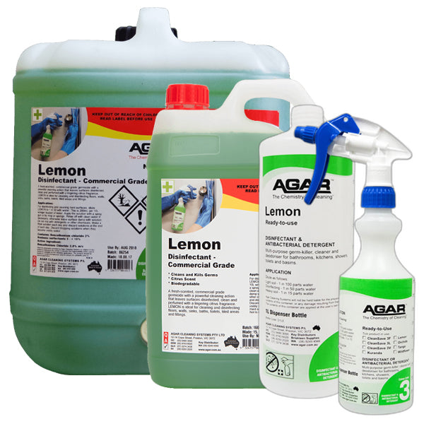 Commercial Grade Agar Lemon Disinfectant - Powerful Surface Cleaner for Hospitals, Restaurants & Homes | Kills 99.9% Germs & Bacteria