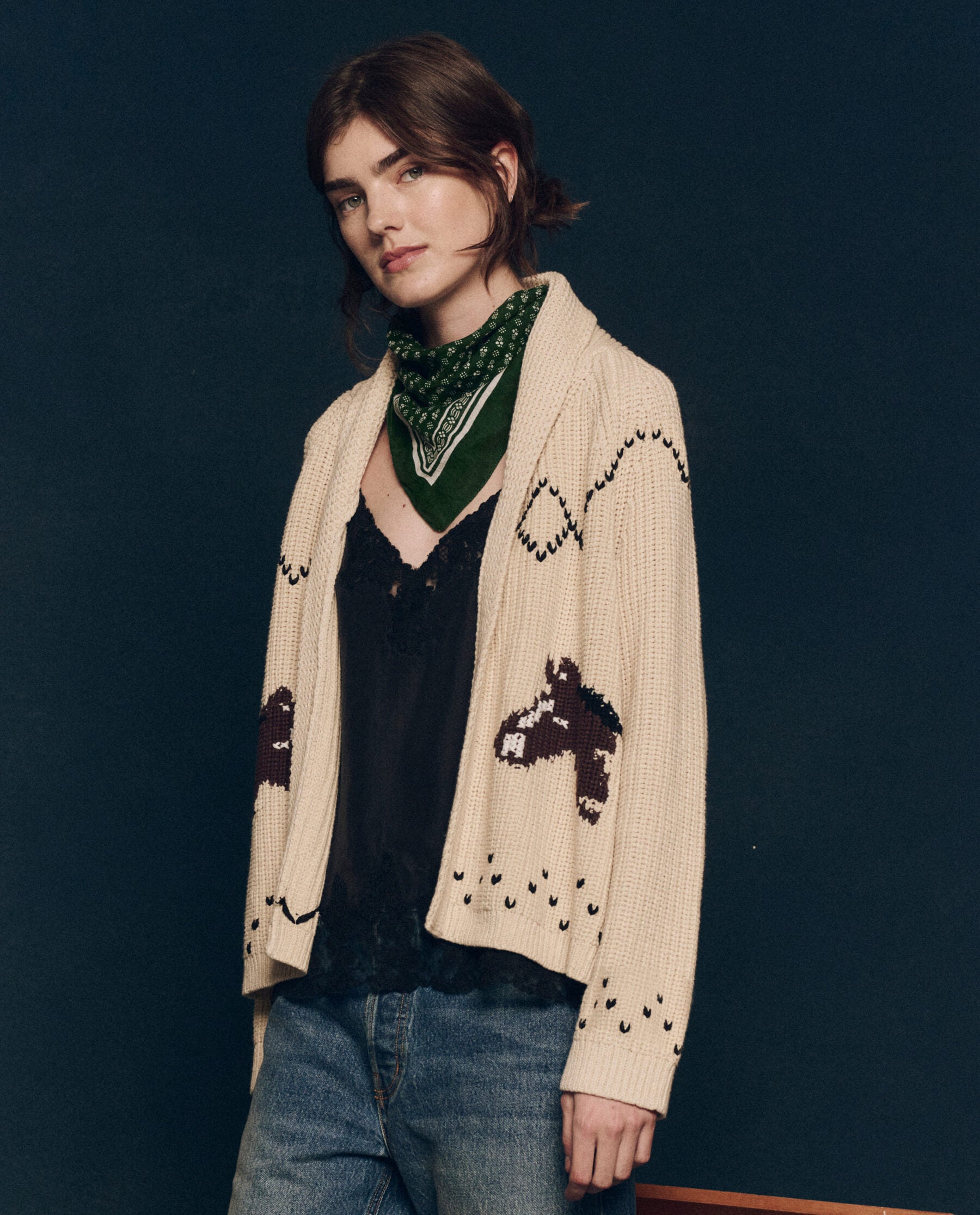 The Horse Lodge Cardigan - Soft Cream Knit Sweater for Women | Cozy Fall & Winter Fashion | Perfect for Casual Outings and Relaxing at Home