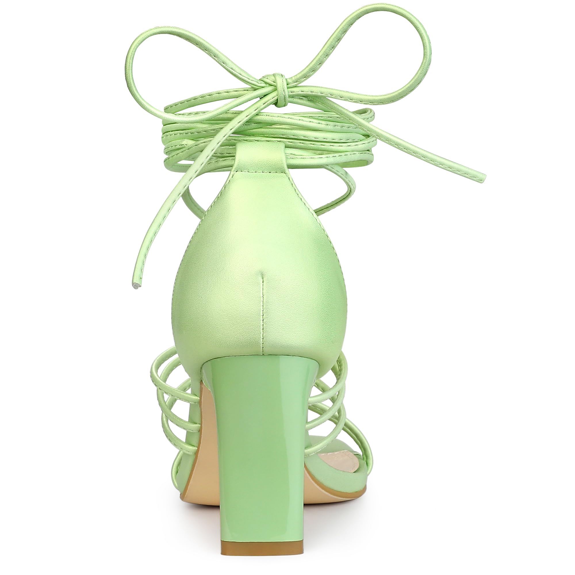 Allegra K Women's Chunky Heel Strappy Sandals with Lace-Up Design - Comfortable High Heels for Parties, Weddings & Evening Events