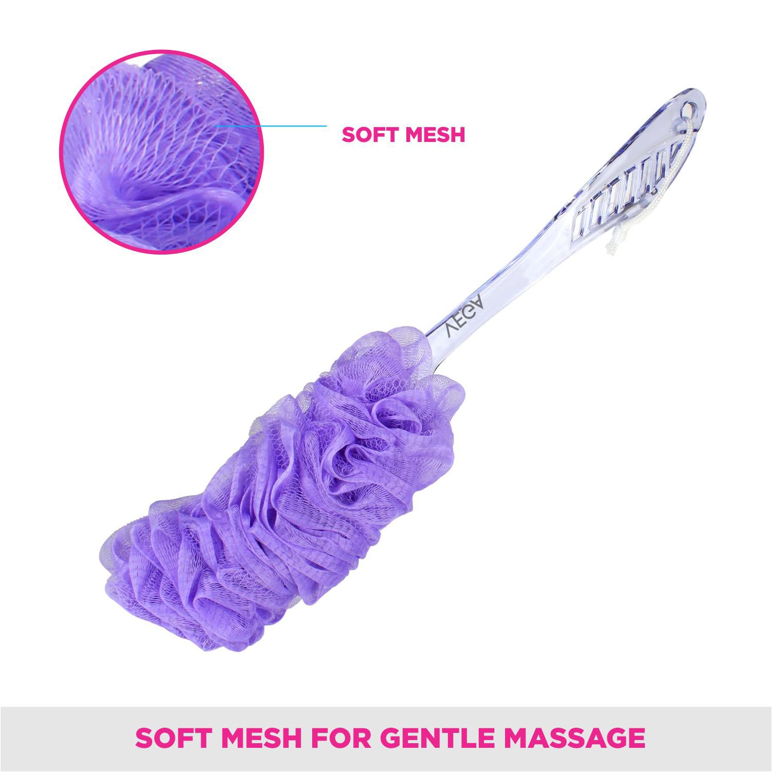 Premium Vega Luxury Bath Brush with Long Handle - Exfoliating & Massaging for Smooth Skin | Spa, Shower & Bath Essential (Color May Vary)