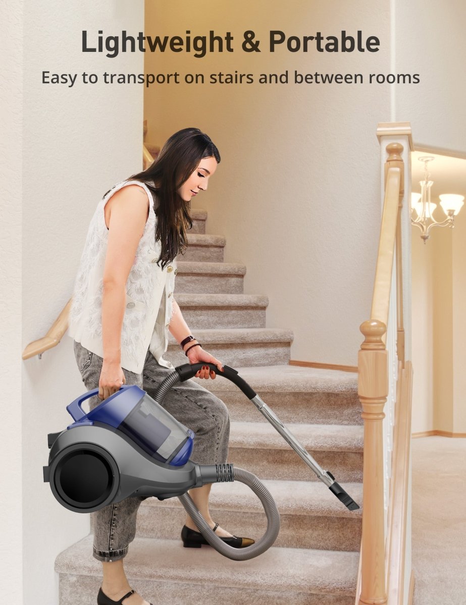 ASPIRON CA034 Canister Vacuum Cleaner - 22Kpa Powerful Suction, 2.1QT Large Dust Cup, Corded for Deep Cleaning | Ideal for Hardwood Floors, Carpets & Pet Hair Removal