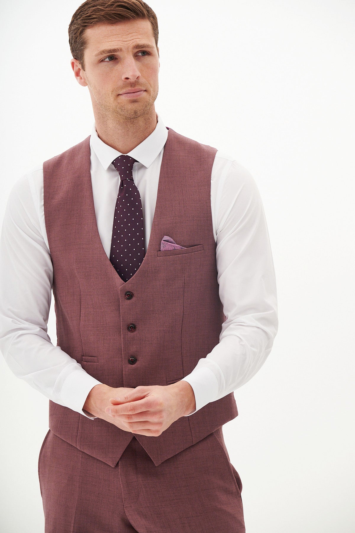 Elegant MONTY Mauve Single Breasted Waistcoat for Men - Formal Vest for Weddings, Business & Special Occasions