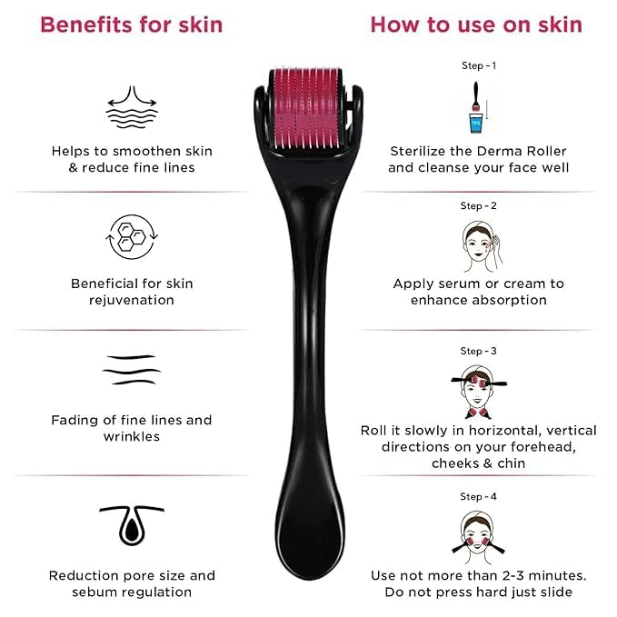 ALM Roller 0.5mm with 540 Titanium Needles for Hair Growth & Scalp Care | Hair Regrowth Treatment for Thinning Hair & Hair Loss | Reduces Acne Scars | Safe & Effective Derma Roller for Home Use | Perfect for Hair Care Routine & Skin Rejuvenation